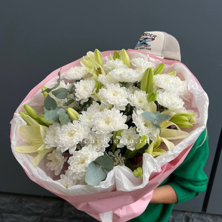  Букет  хризантемы и лилии в Бийске