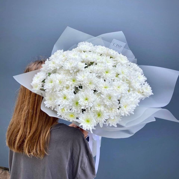 Букет хризантем "Белая снежинка" в Бийске