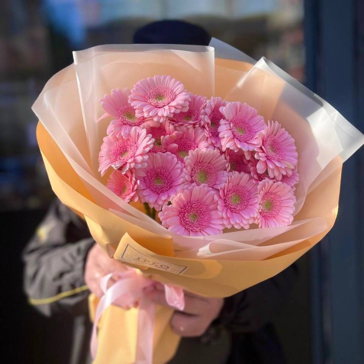 17 розовых гербер  в Бийске