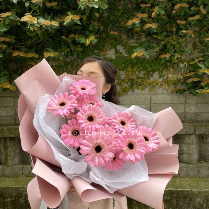 13 розовых гербер в Бийске