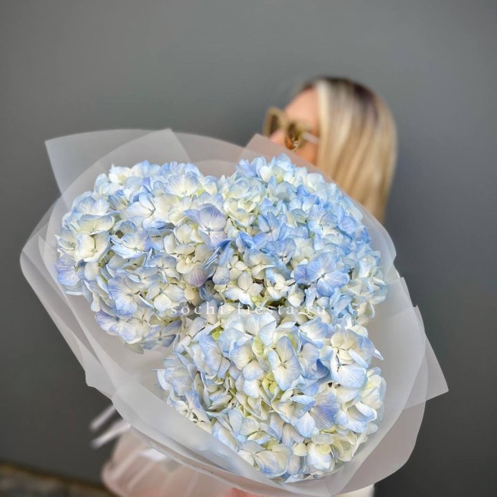 Букет из 3 голубых гортензий  в Бийске