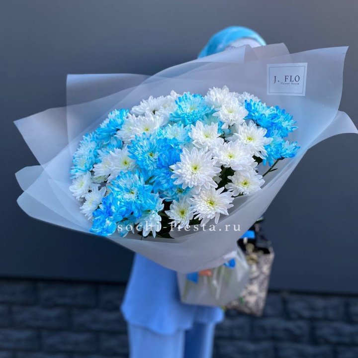 Букет хризантем "Голубая снежинка" в Бийске