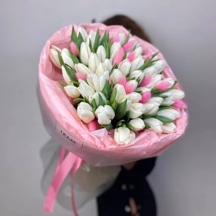 51 белый тюльпан "Рози" в Бийске