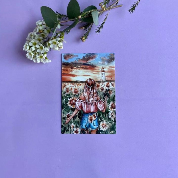 Открытка к букету "Подсолнух" в Бийске