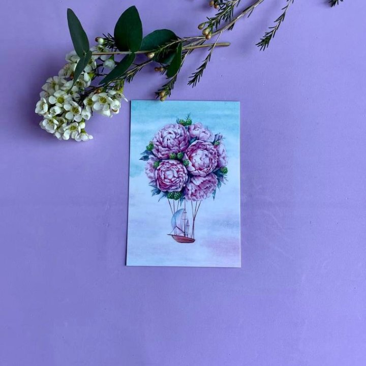 Открытка к букету "Пион" в Бийске