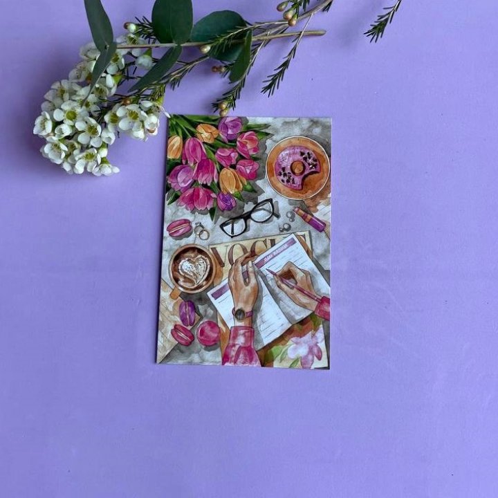 Открытка к букету "Леди на работе" в Бийске