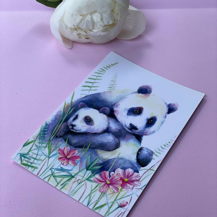 Открытка к букету "Объятие Панды" в Бийске