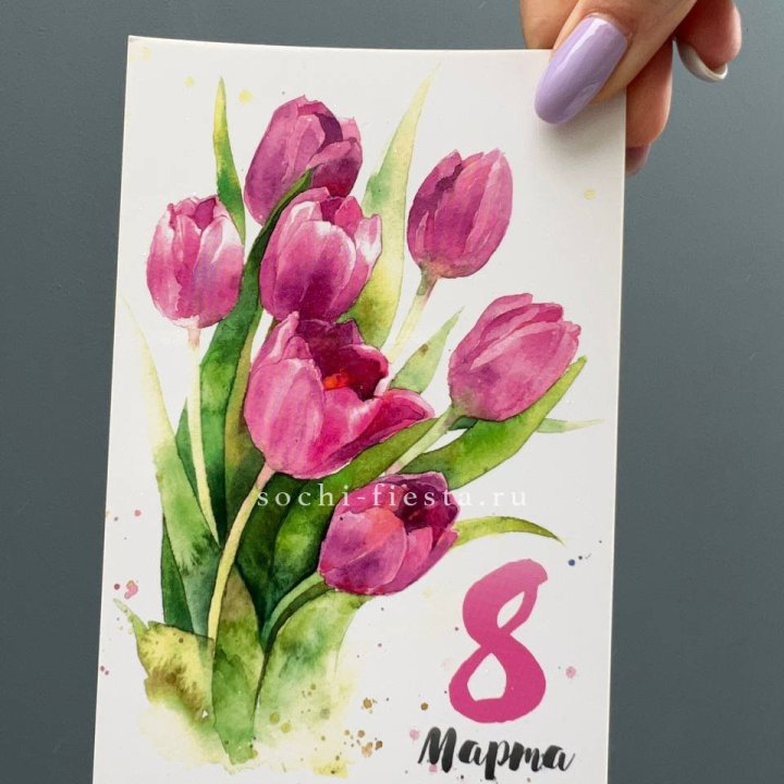 Открытка к букету "8 марта!" в Бийске