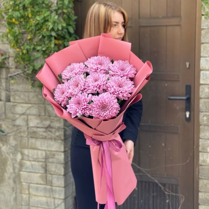Букет хризантем розовый в Бийске