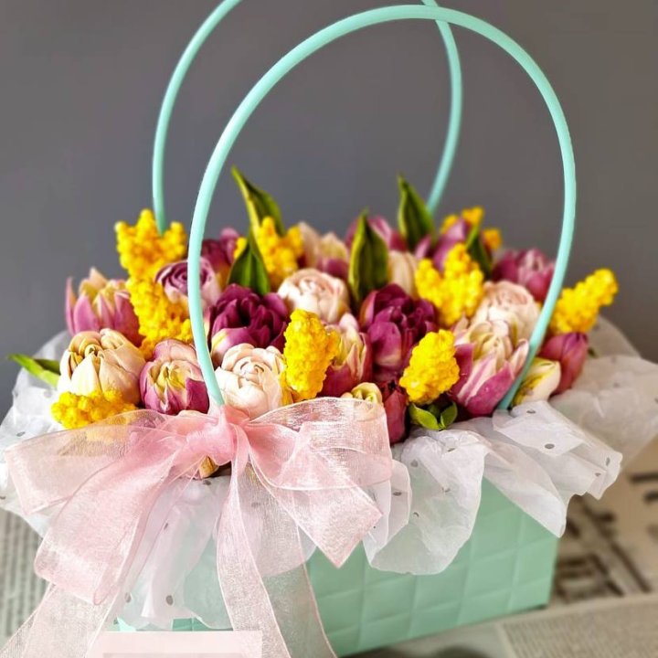 Тюльпаны в сумочке из зефира в Бийске
