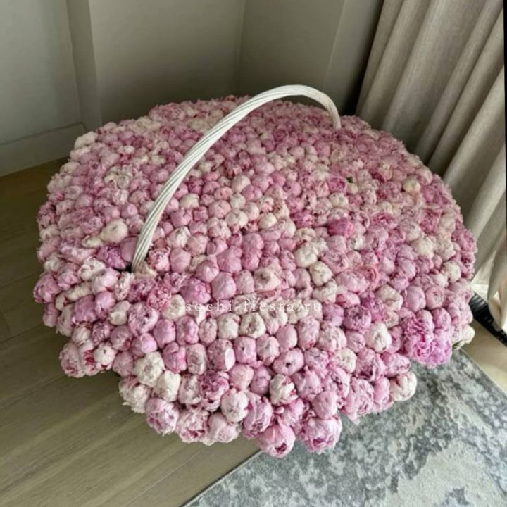 Корзина 555 пионов в Бийске