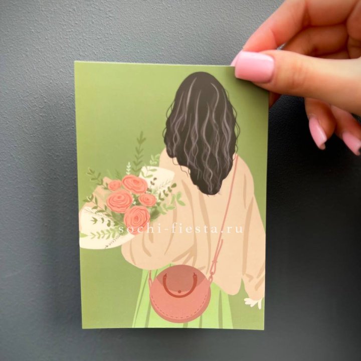 Открытка к букету "Потрясающая девушка" в Бийске