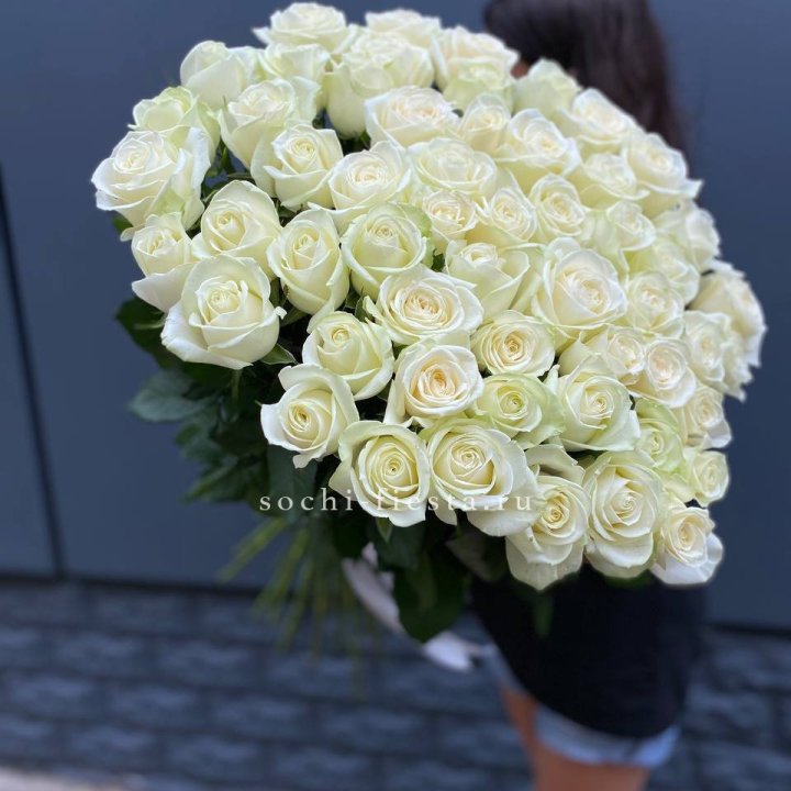 51 белоснежная высокая роза в Бийске