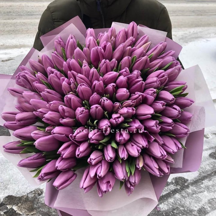 101 сиреневый тюльпан в Бийске